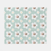 Floral daisy boho retro türkis gelb niedliches Ges Fleecedecke (Vorderseite (Horizontal))