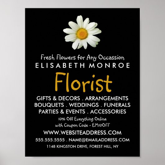 Floral Daisy, Floristry Advertising Poster (Vorne)