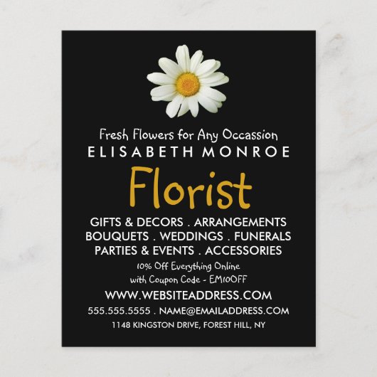 Floral Daisy, Floristry Werbung Flyer (Vorne)