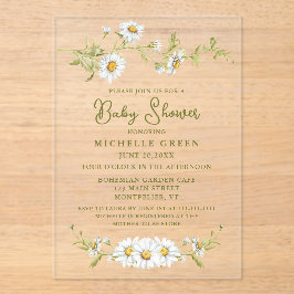 Floral Daisy Garden Botanical Baby Shower Acryleinladungen