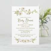 Floral Daisy Garden Botanical Baby Shower Einladung (Stehend Vorderseite)