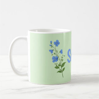 Floral daisy modern personalized cute elegant blue kaffeetasse