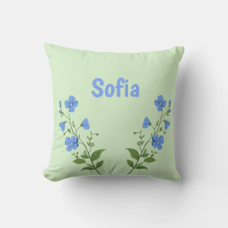 Floral daisy modern personalized cute elegant blue kissen