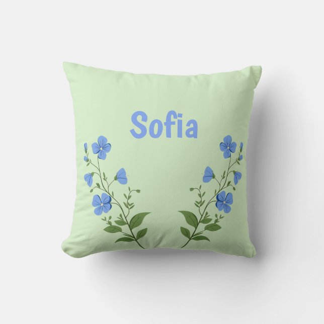 Floral daisy modern personalized cute elegant blue kissen (Vorderseite)