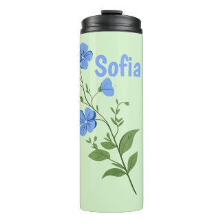 Floral daisy modern personalized cute elegant blue thermosbecher