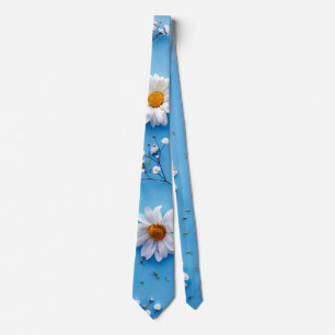 Floral Daisy Muster - Light Blue Krawatte