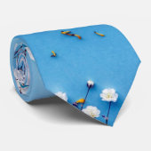 Floral Daisy Muster - Light Blue Krawatte (Gerollt)