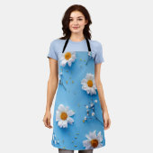 Floral Daisy Muster - Light Blue Schürze (Getragen)