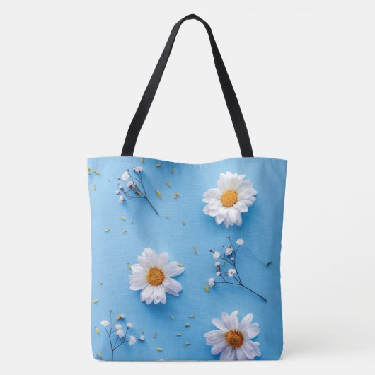 Floral Daisy Muster - Light Blue Tasche (Rückseite)