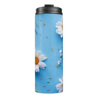 Floral Daisy Muster - Light Blue Thermosbecher