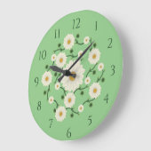 Floral Daisy Pattern Große Wanduhr (Winkel)