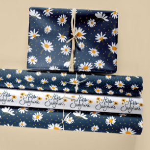 Floral Daisy Patterns Trio Dekoupage Geschenk Geschenkpapier Set