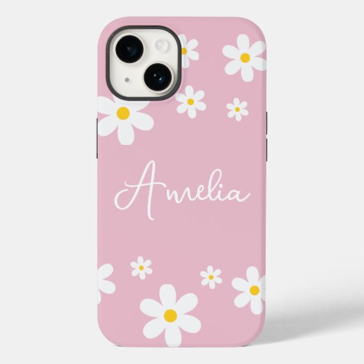 Floral Daisy Personalisiert iPhone Case (Rückseite)