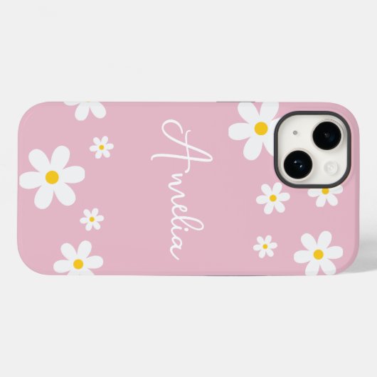Floral Daisy Personalisiert iPhone Case (Rückseite (Horizontal))