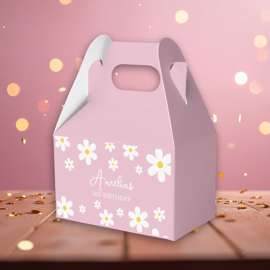 Floral Daisy Pink Birthday Favor Box Geschenkschachtel