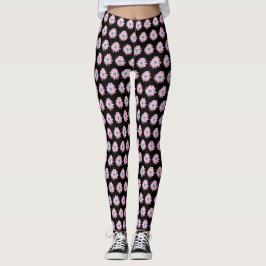 Floral Daisy Pink Blue Design Illustration Muster Leggings