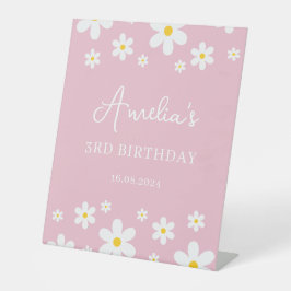 Floral Daisy Pink Geburtstagsparty Pedestzeichen Sockelschild