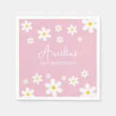 Floral Daisy Pink Party Napkin Serviette (Vorderseite)