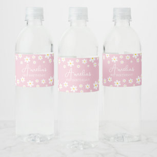 Floral Daisy Pink Party Wasser Flasche Etikett