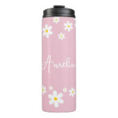 Floral Daisy Pink personalisierte Thermaltumbler Thermosbecher (Vorderseite)