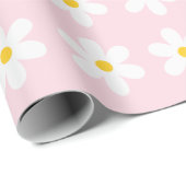 Floral Daisy Pink Wrapping Paper Geschenkpapier (Rolleneckpunkt)