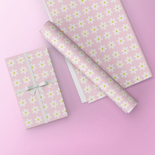Floral Daisy Pink Wrapping Paper Geschenkpapier