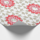Floral Daisy Prints auf Graublättern Geschenkpapier (Ecke)