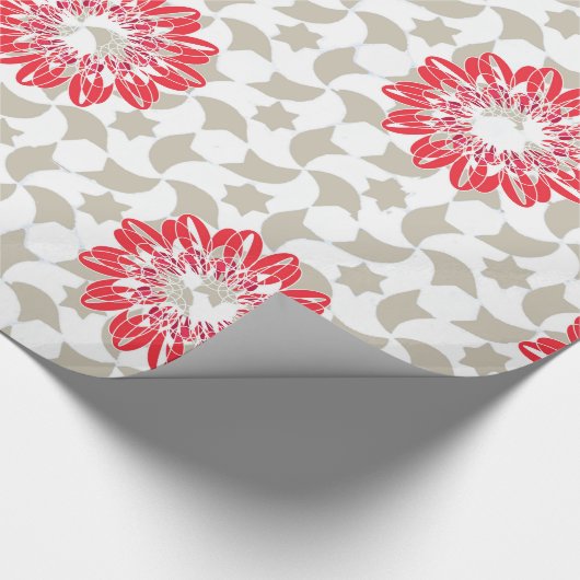 Floral Daisy Prints auf Graublättern Geschenkpapier (Ecke)