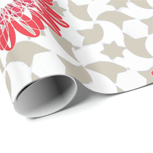 Floral Daisy Prints auf Graublättern Geschenkpapier (Rolleneckpunkt)