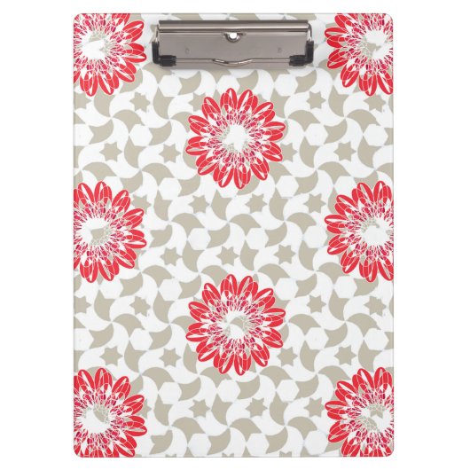 Floral Daisy Prints auf Graublättern Klemmbrett (Vorderseite)