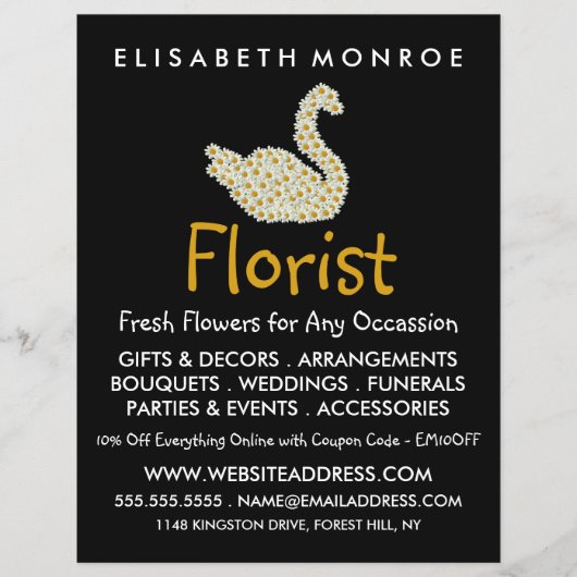 Floral Daisy Swan, Floristry Werbung Flyer (Vorne)