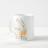 Floral Daisy und Tulips personalisierte Mug Kaffeetasse (Vorderseite Links)