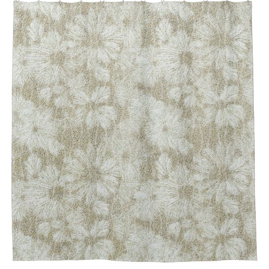 Floral Daisy Velvety Cream Textur Duschvorhang (Vorderseite)