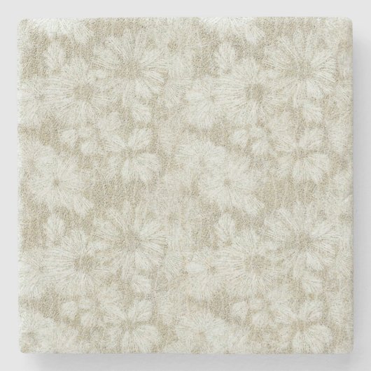 Floral Daisy Velvety Cream Textur Steinuntersetzer (Vorderseite)