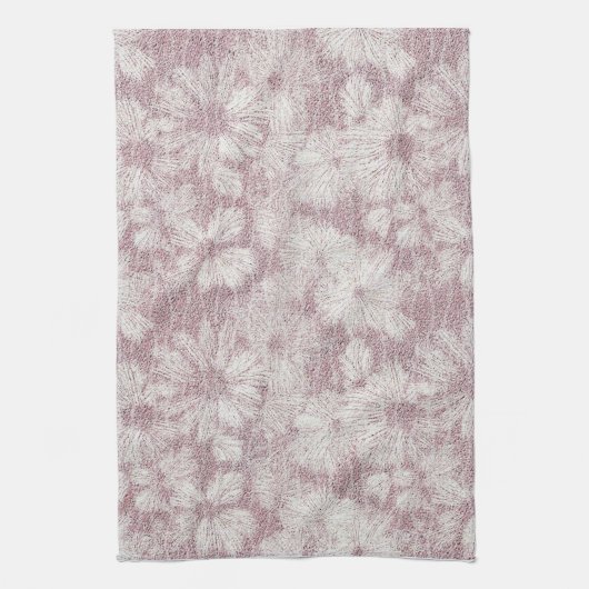 Floral Daisy Velvety Dusty Pink Geschirrtuch (Vertikal)