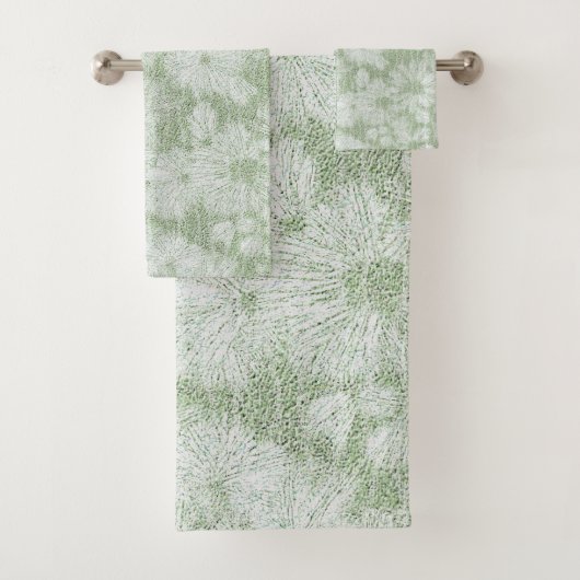 Floral Daisy Velvety LIme Green Badhandtuch Set (Insitu)