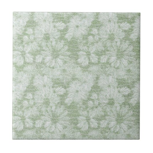 Floral Daisy Velvety LIme Green Fliese (Vorderseite)