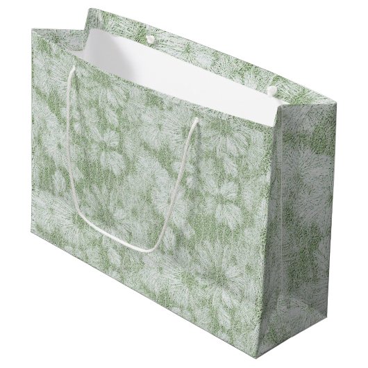 Floral Daisy Velvety LIme Green Große Geschenktüte (Vorderseite Schrägansicht)