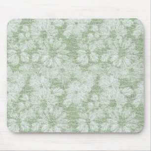 Floral Daisy Velvety LIme Green Mousepad