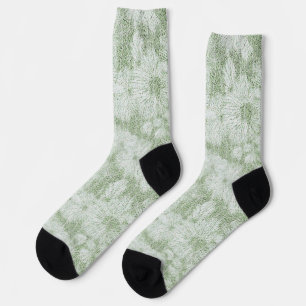 Floral Daisy Velvety LIme Green Socken