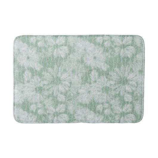 Floral Daisy Velvety Mint Green Badematte (Vorderseite)