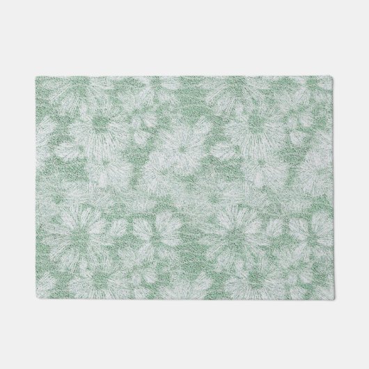 Floral Daisy Velvety Mint Green Fußmatte (Vorderseite)