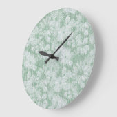 Floral Daisy Velvety Mint Green Große Wanduhr (Winkel)