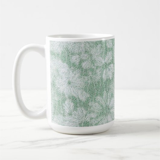 Floral Daisy Velvety Mint Green Kaffeetasse (Links)