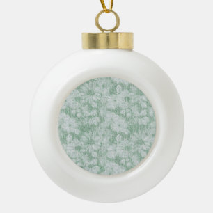 Floral Daisy Velvety Mint Green Keramik Kugel-Ornament