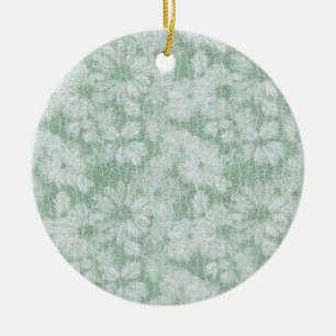 Floral Daisy Velvety Mint Green Keramik Ornament