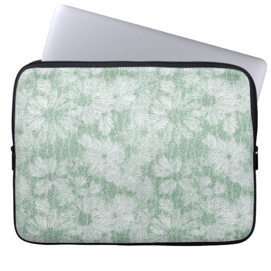 Floral Daisy Velvety Mint Green Laptopschutzhülle (Vorderseite)