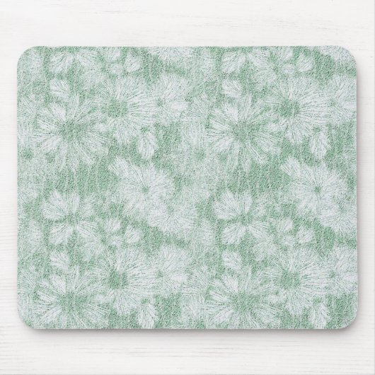 Floral Daisy Velvety Mint Green Mousepad (Vorne)