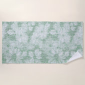 Floral Daisy Velvety Mint Green Strandtuch (Vorderseite)