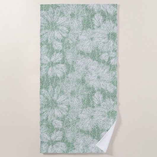 Floral Daisy Velvety Mint Green Strandtuch (Vorderseite)